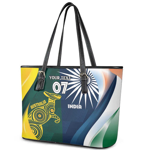 Custom India and Australia Cricket Leather Tote Bag Special Half-Half Mix