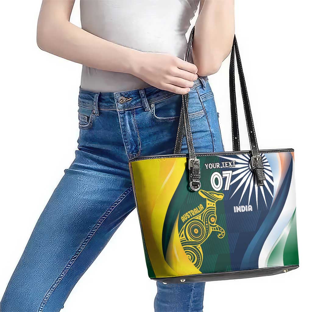Custom India and Australia Cricket Leather Tote Bag Special Half-Half Mix
