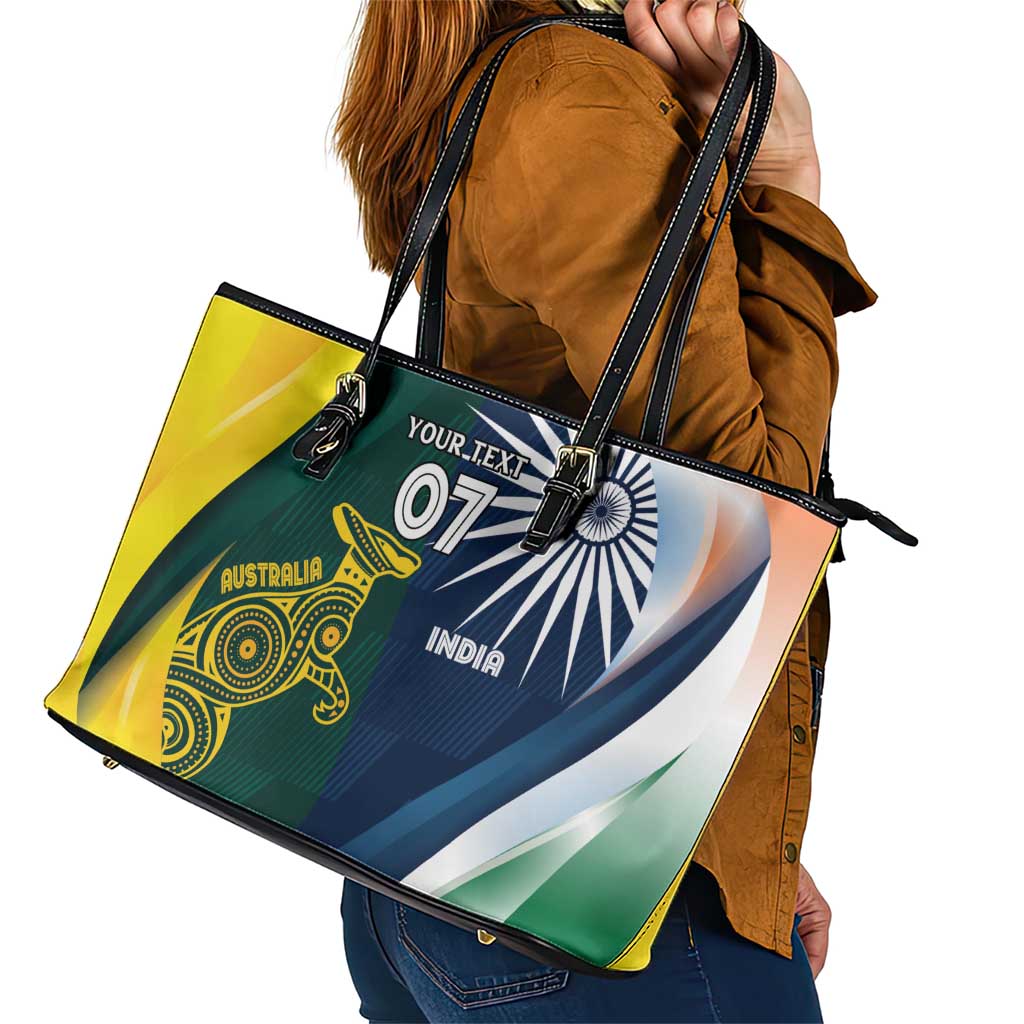Custom India and Australia Cricket Leather Tote Bag Special Half-Half Mix