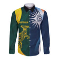 Custom India and Australia Cricket Long Sleeve Button Shirt Special Half-Half Mix
