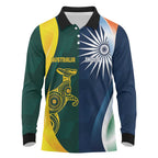 Custom India and Australia Cricket Long Sleeve Polo Shirt Special Half-Half Mix