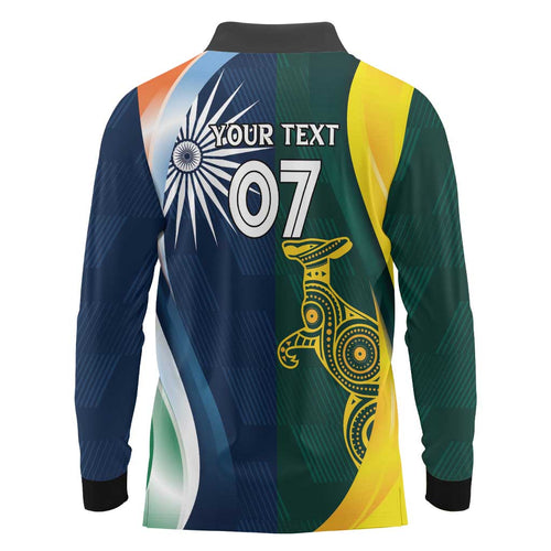 Custom India and Australia Cricket Long Sleeve Polo Shirt Special Half-Half Mix