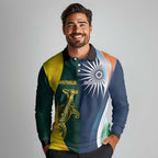 Custom India and Australia Cricket Long Sleeve Polo Shirt Special Half-Half Mix