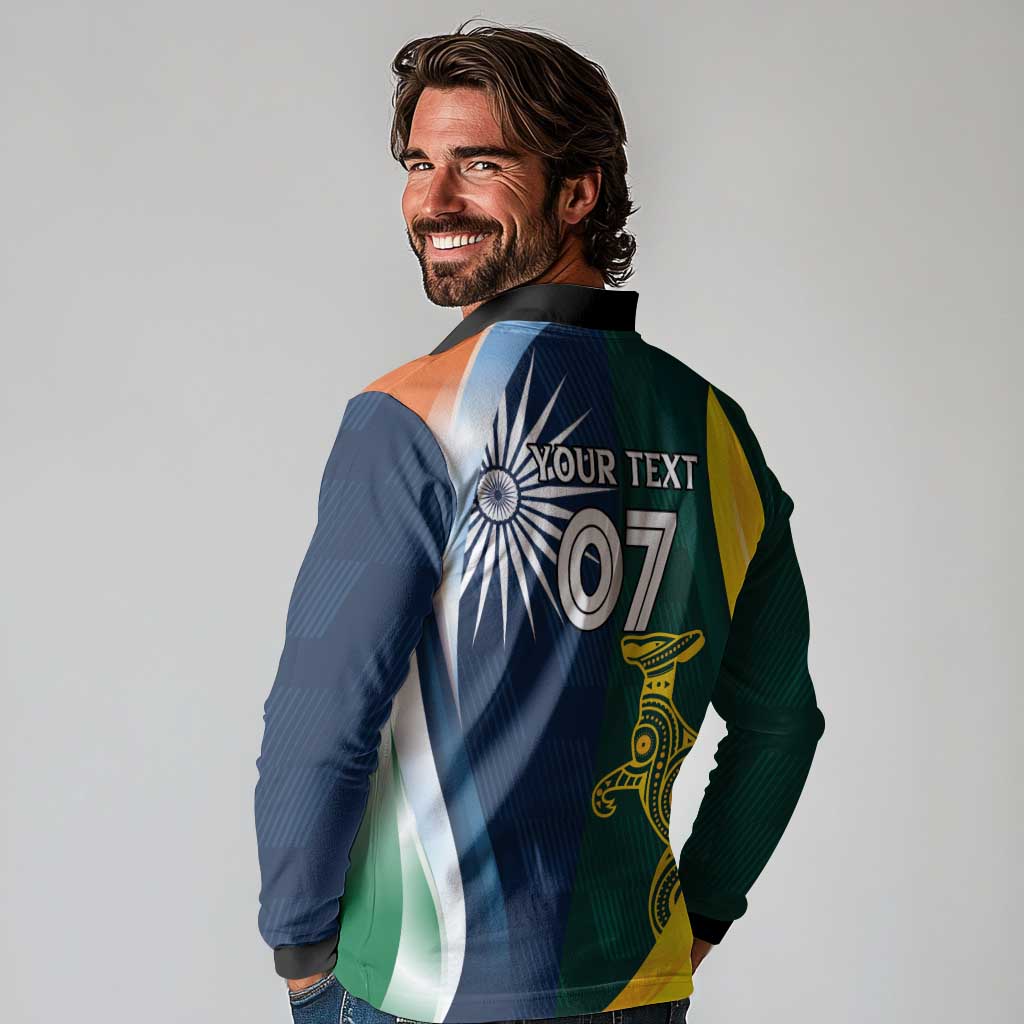 Custom India and Australia Cricket Long Sleeve Polo Shirt Special Half-Half Mix