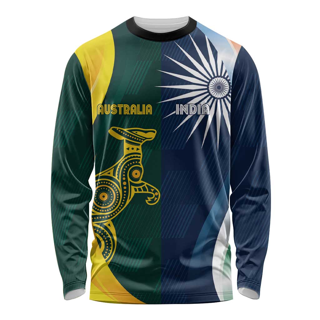 Custom India and Australia Cricket Long Sleeve Shirt Special Half-Half Mix