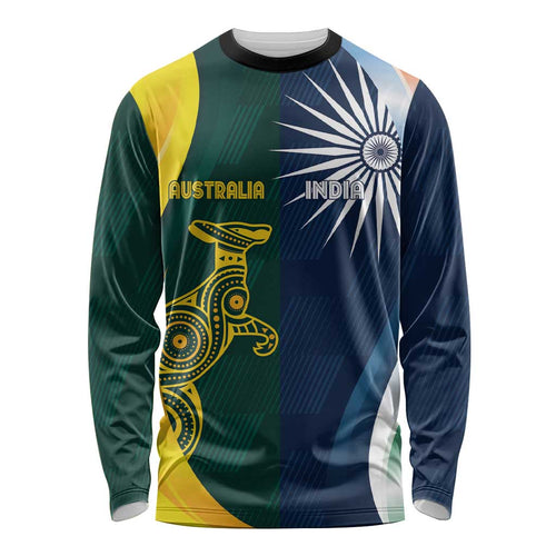 Custom India and Australia Cricket Long Sleeve Shirt Special Half-Half Mix