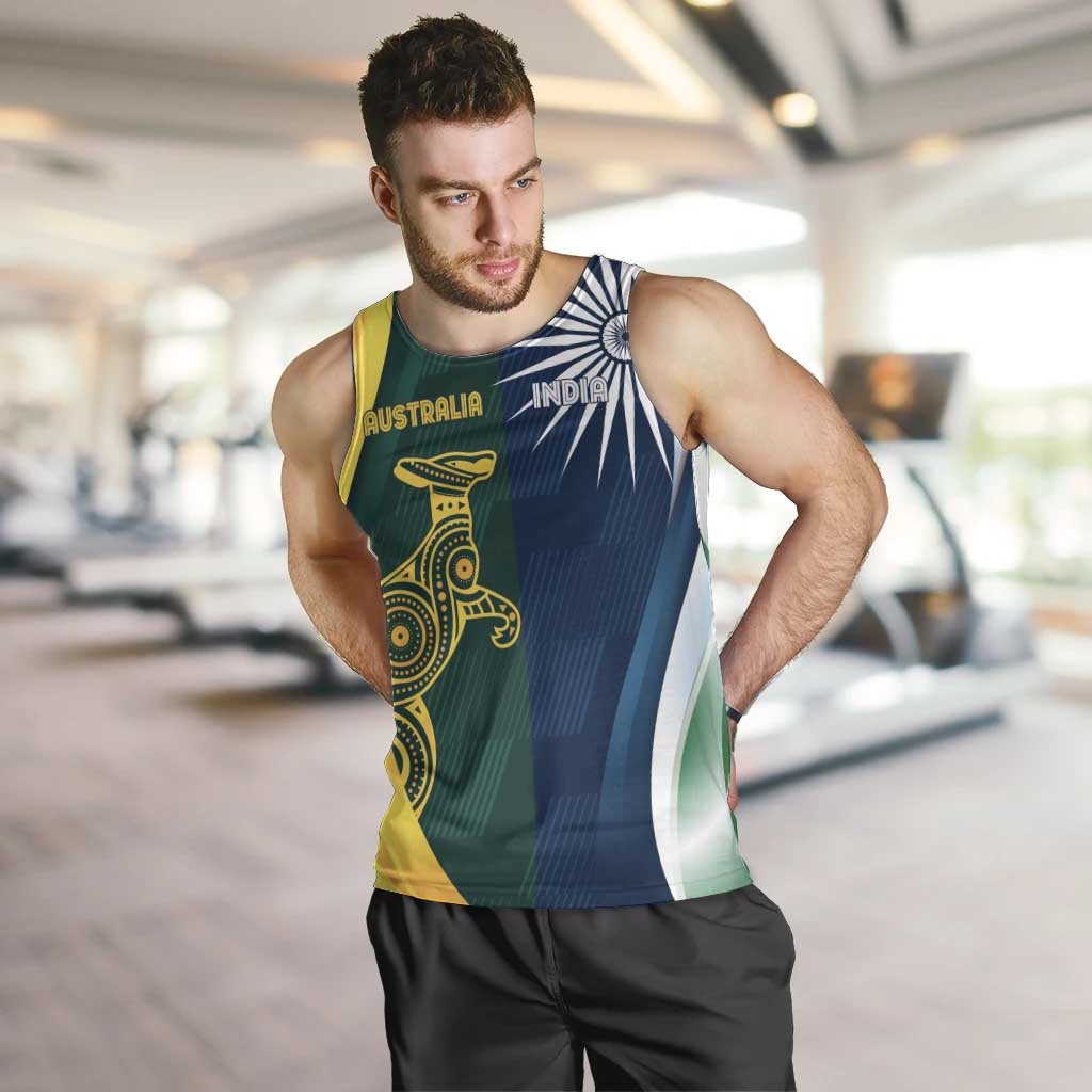 Custom India and Australia Cricket Men Tank Top Special Half-Half Mix