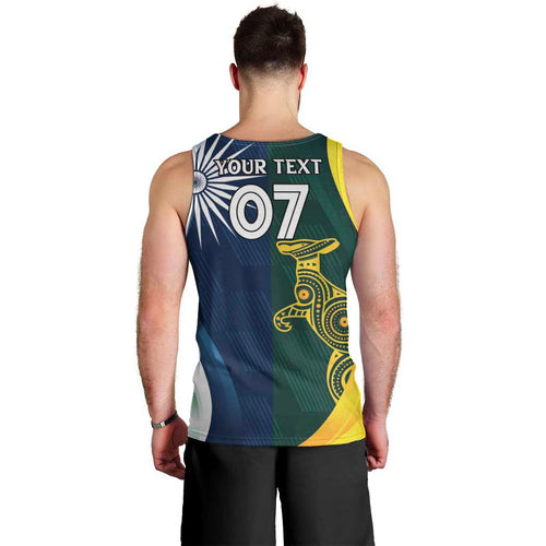 Custom India and Australia Cricket Men Tank Top Special Half-Half Mix