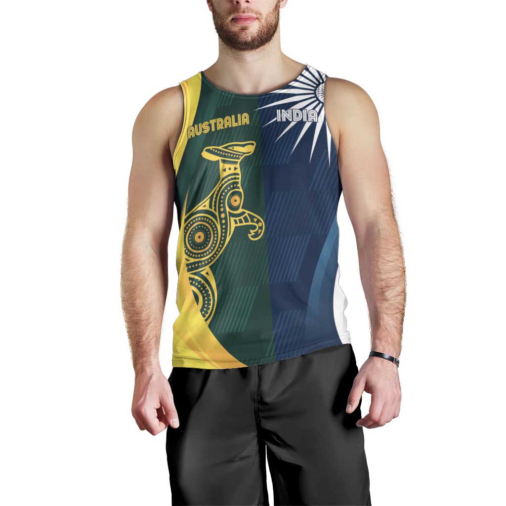 Custom India and Australia Cricket Men Tank Top Special Half-Half Mix