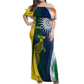 Custom India and Australia Cricket Off Shoulder Maxi Dress Special Half-Half Mix