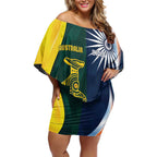 Custom India and Australia Cricket Off Shoulder Short Dress Special Half-Half Mix