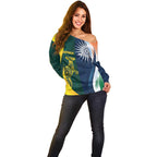 Custom India and Australia Cricket Off Shoulder Sweater Special Half-Half Mix