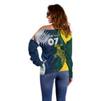 Custom India and Australia Cricket Off Shoulder Sweater Special Half-Half Mix