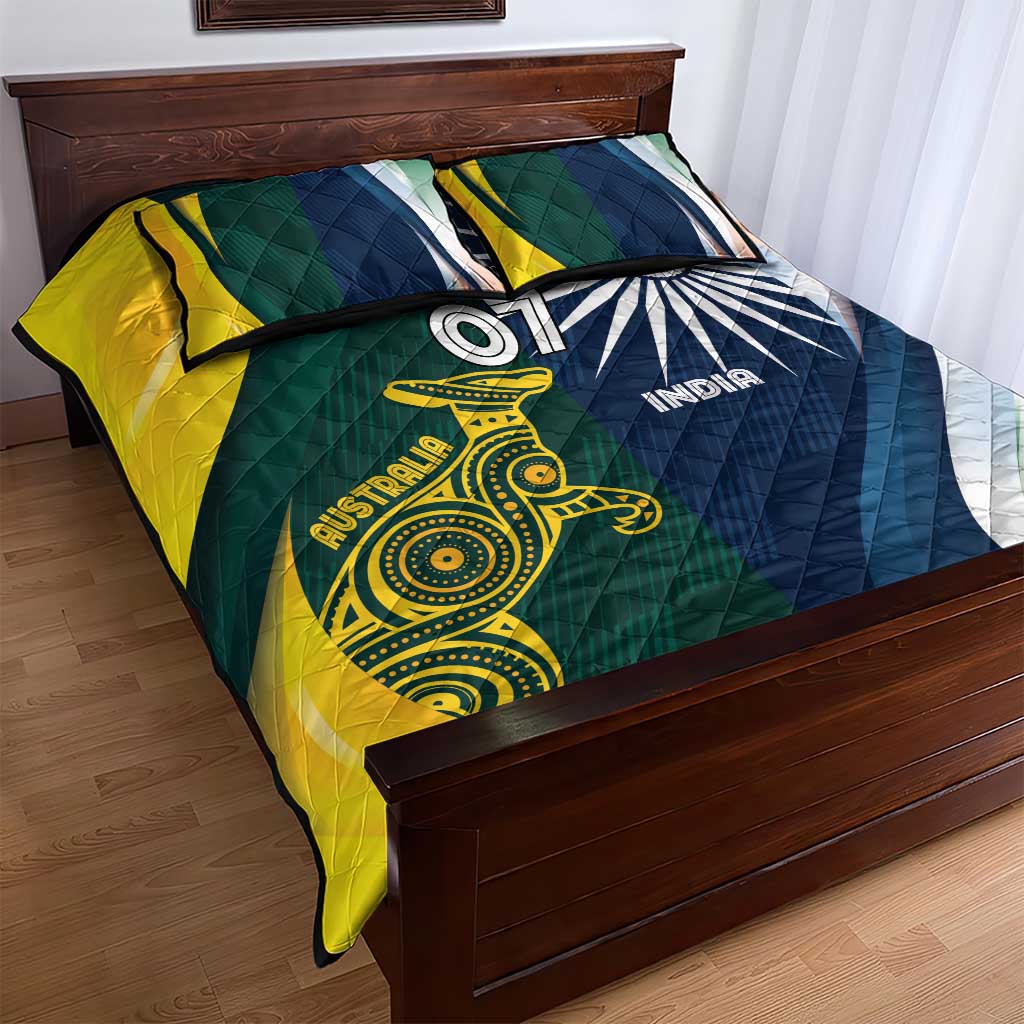 Custom India and Australia Cricket Quilt Bed Set Special Half-Half Mix