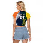 Custom India and Australia Cricket Raglan Cropped T Shirt Special Half-Half Mix