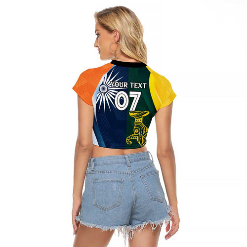 Custom India and Australia Cricket Raglan Cropped T Shirt Special Half-Half Mix
