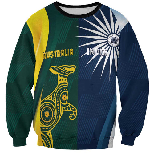 Custom India and Australia Cricket Sweatshirt Special Half-Half Mix