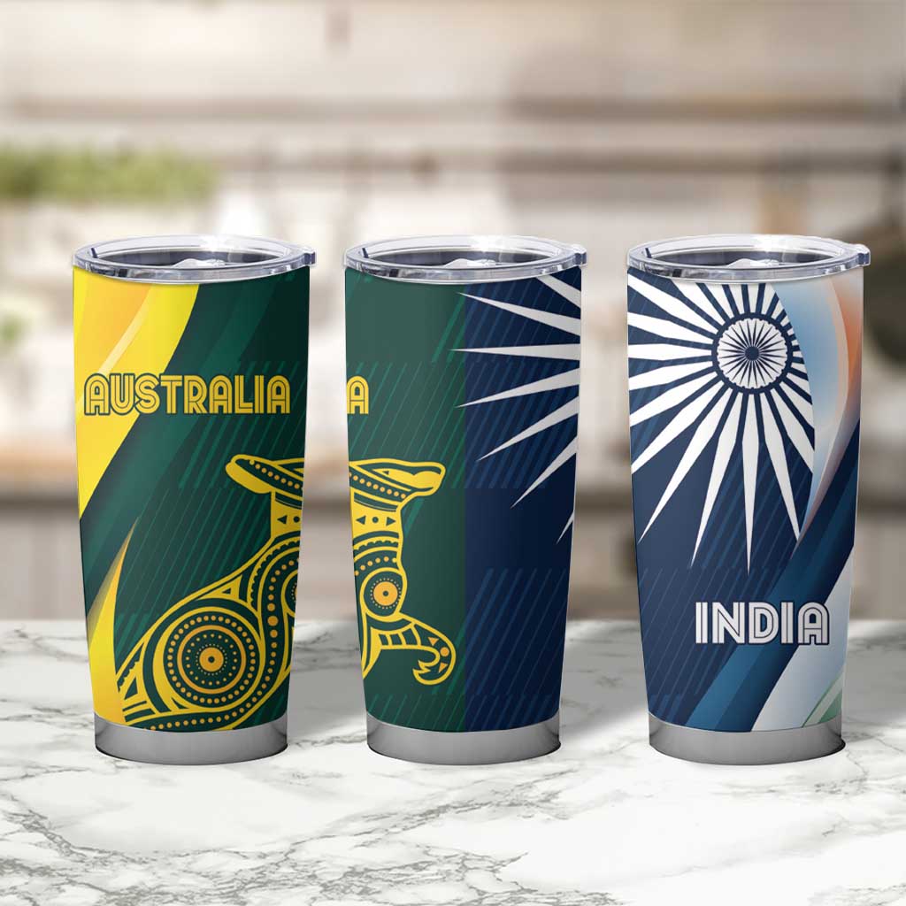 Custom India and Australia Cricket Tumbler Cup Special Half-Half Mix
