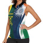 Custom India and Australia Cricket Women Sleeveless Polo Shirt Special Half-Half Mix