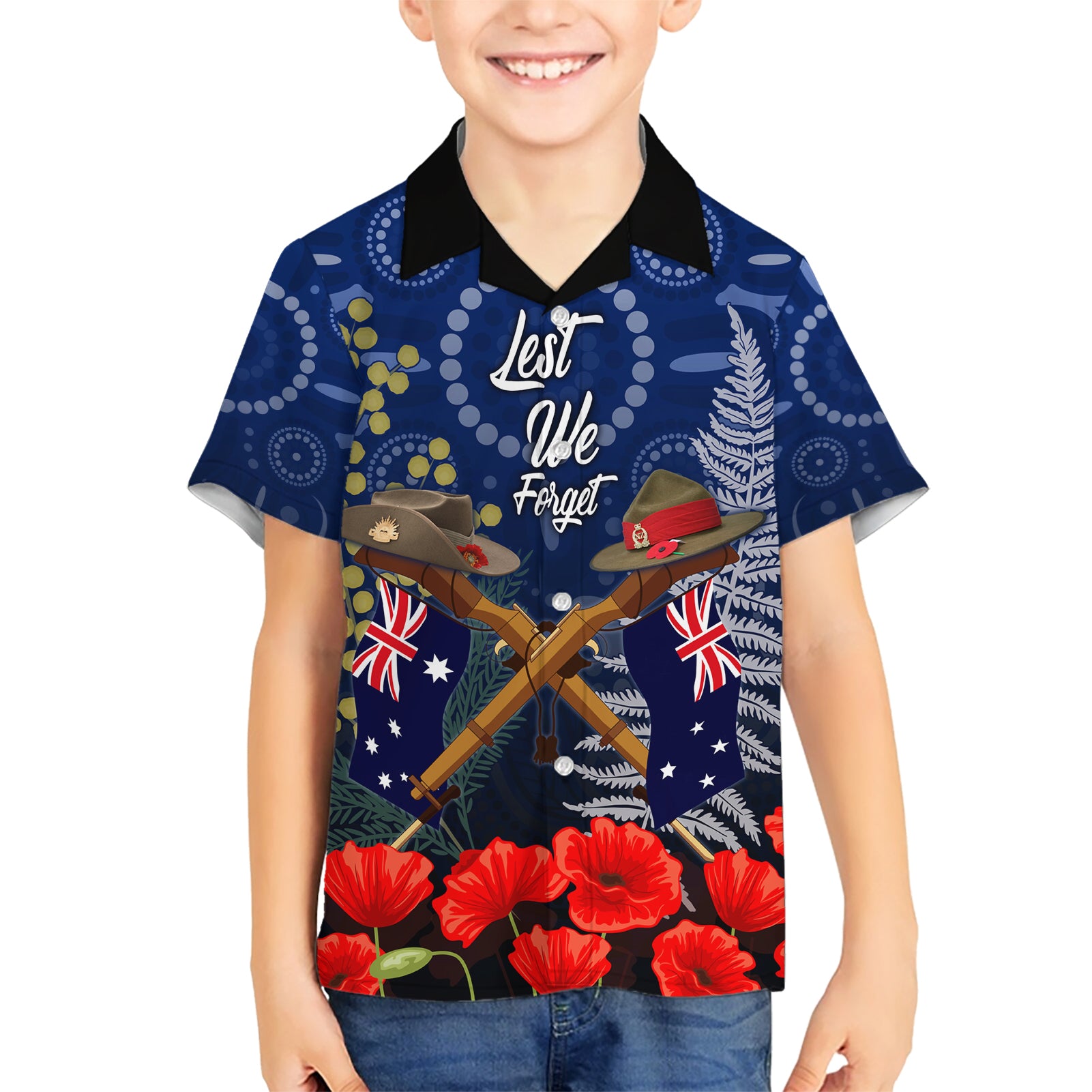 Anzac Hawaiian Shirt Ausralia Aboriginal Mix New Zealand Slouch Hats