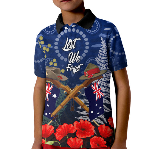 Anzac Kid Polo Shirt Ausralia Aboriginal Mix New Zealand Slouch Hats