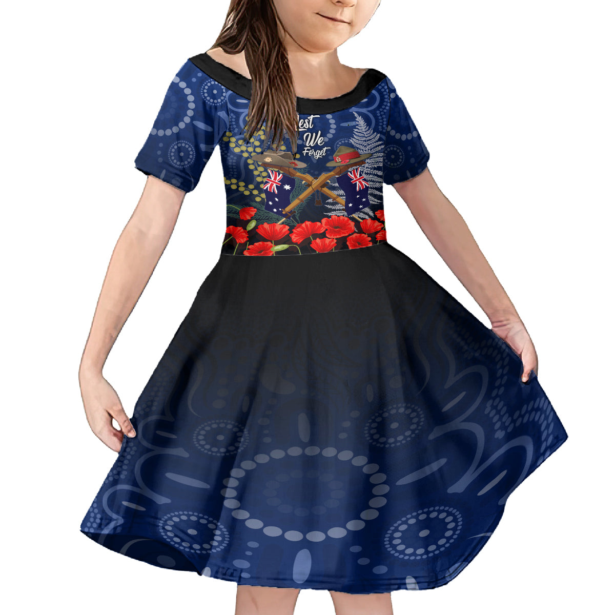 Anzac Kid Short Sleeve Dress Ausralia Aboriginal Mix New Zealand Slouch Hats