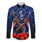 Anzac Long Sleeve Button Shirt Ausralia Aboriginal Mix New Zealand Slouch Hats