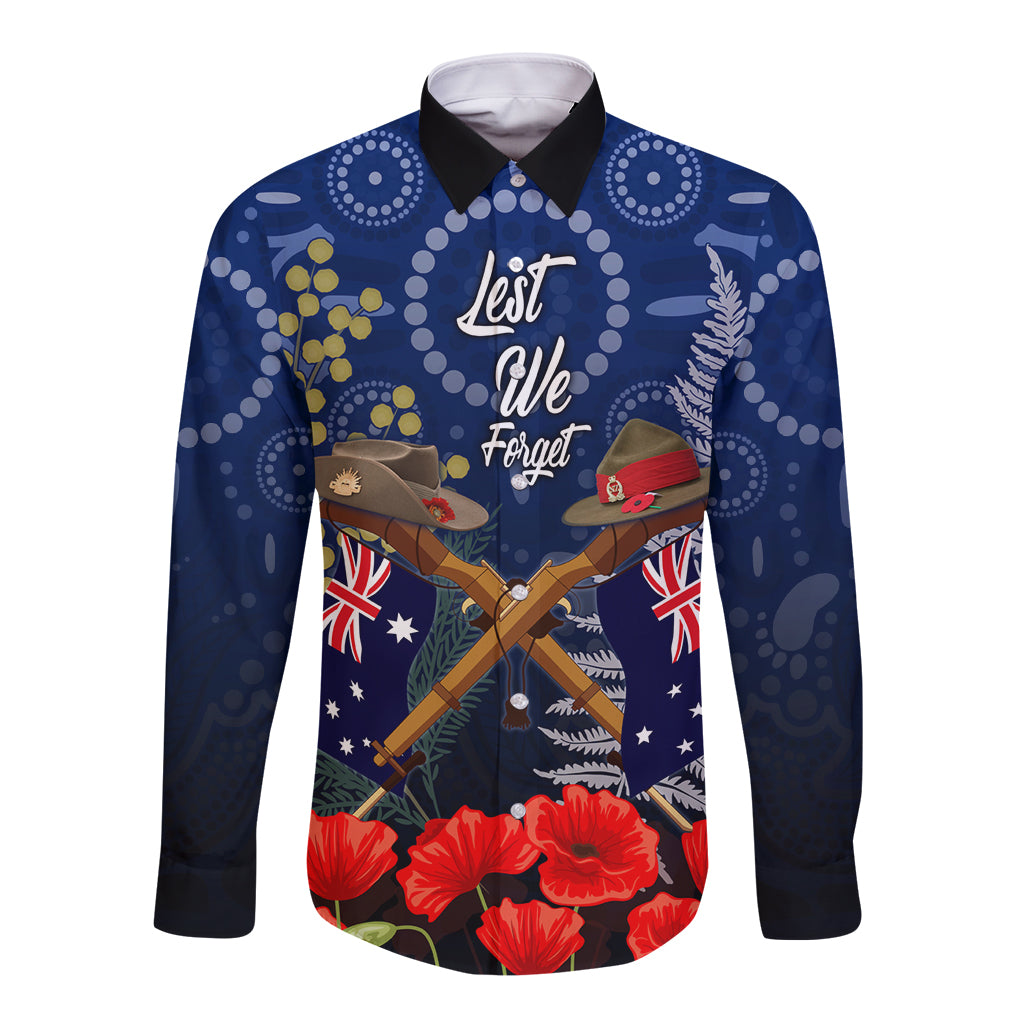 Anzac Long Sleeve Button Shirt Ausralia Aboriginal Mix New Zealand Slouch Hats