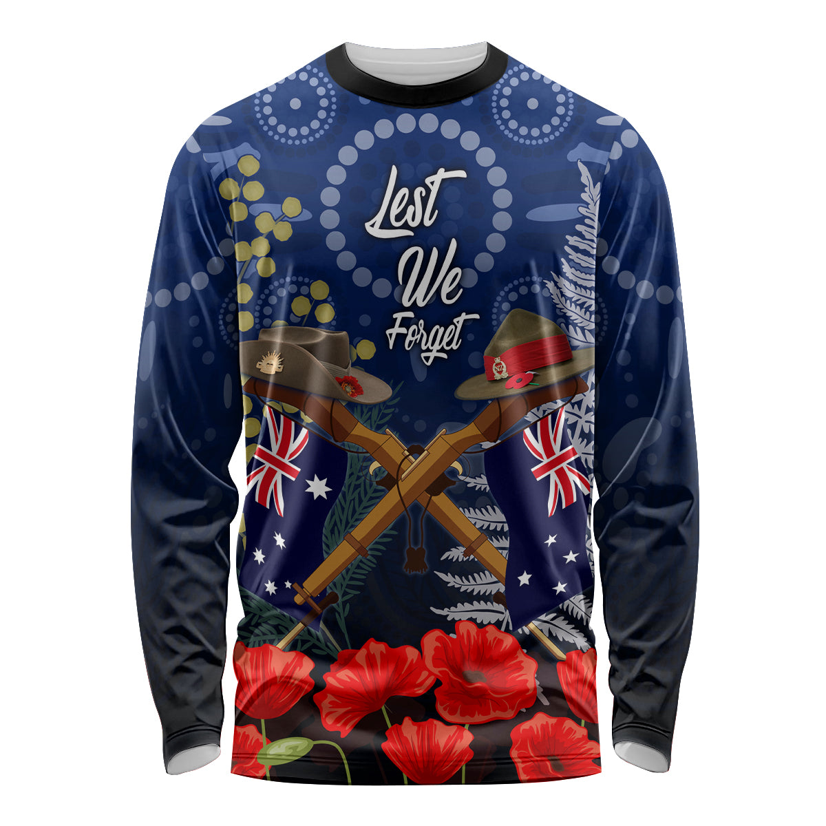 Anzac Long Sleeve Shirt Ausralia Aboriginal Mix New Zealand Slouch Hats