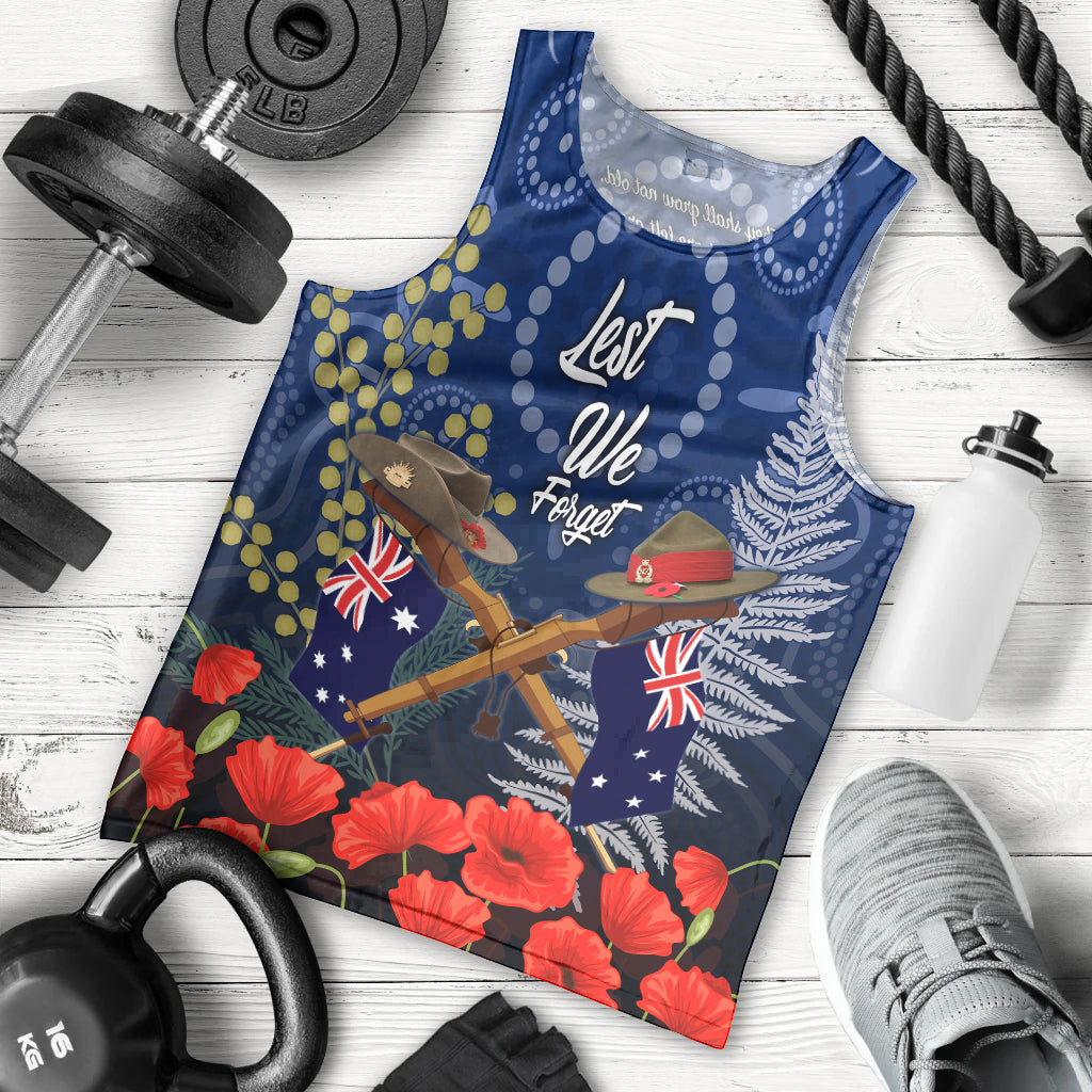 Anzac Men Tank Top Ausralia Aboriginal Mix New Zealand Slouch Hats