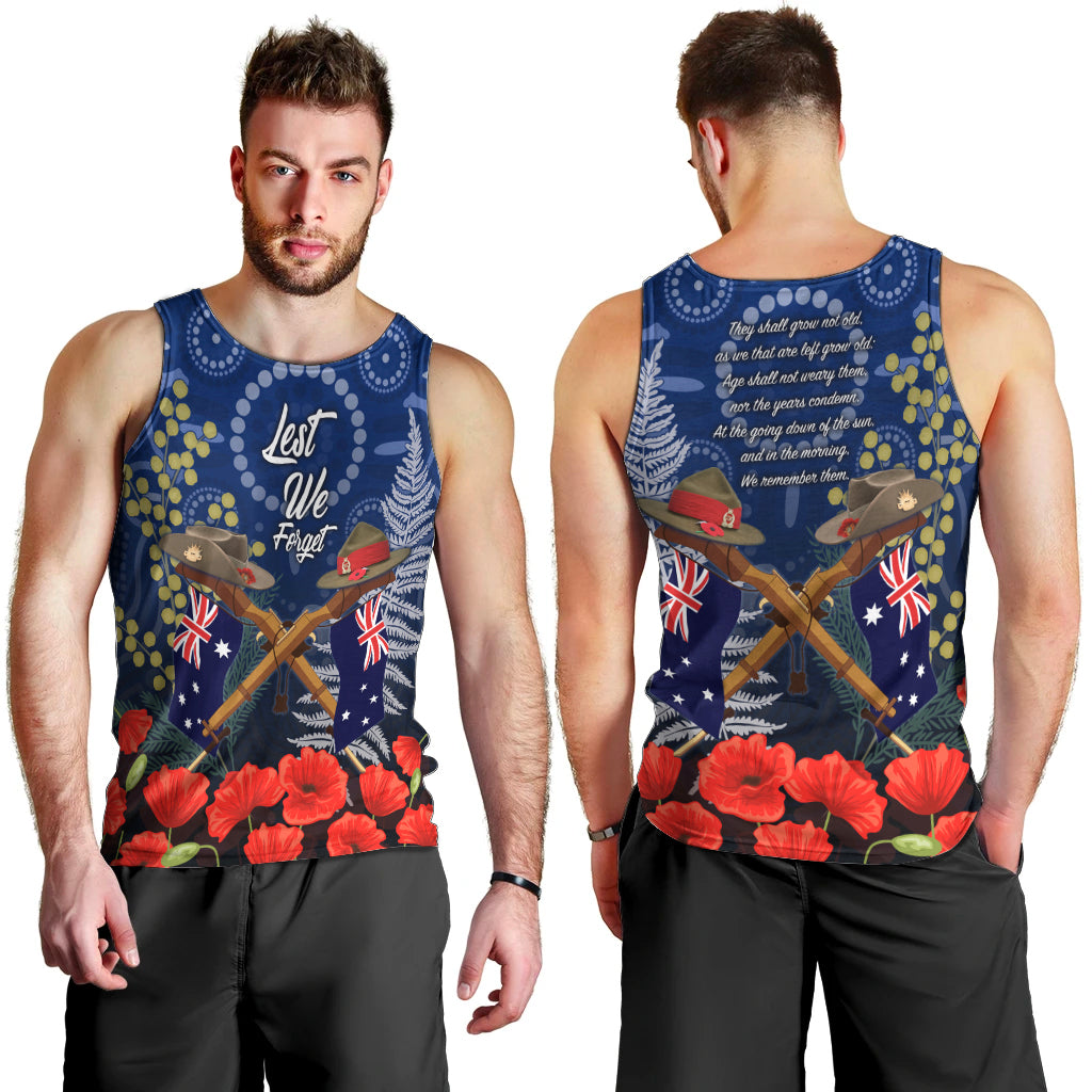 Anzac Men Tank Top Ausralia Aboriginal Mix New Zealand Slouch Hats