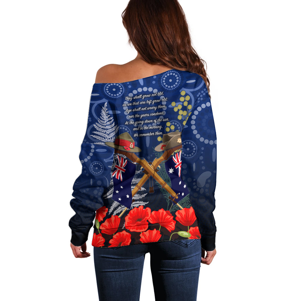 Anzac Off Shoulder Sweater Ausralia Aboriginal Mix New Zealand Slouch Hats