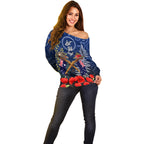 Anzac Off Shoulder Sweater Ausralia Aboriginal Mix New Zealand Slouch Hats