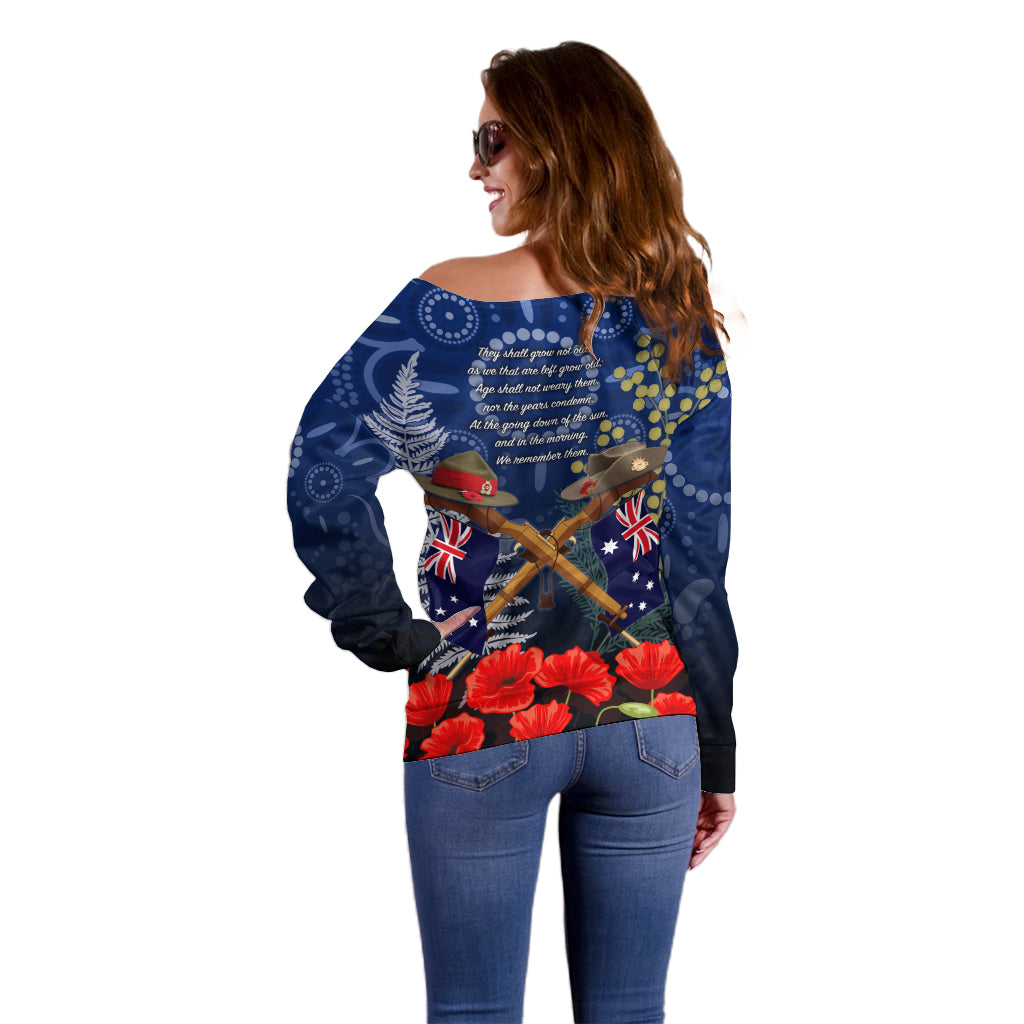 Anzac Off Shoulder Sweater Ausralia Aboriginal Mix New Zealand Slouch Hats