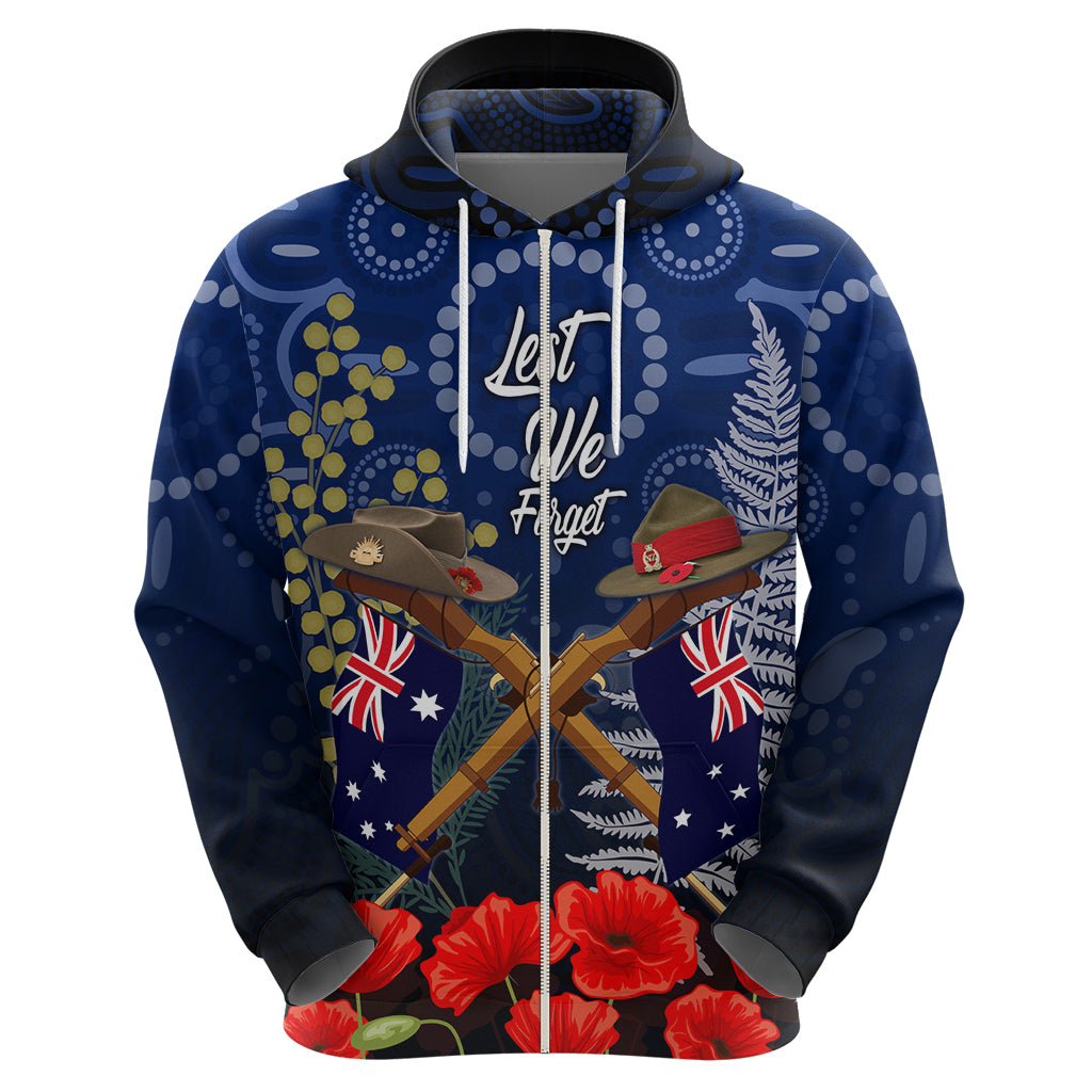 Anzac Zip Hoodie Ausralia Aboriginal Mix New Zealand Slouch Hats