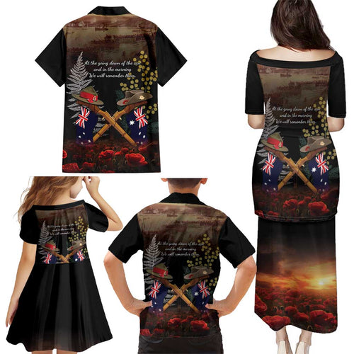 Australia - New Zealand ANZAC Family Matching Puletasi and Hawaiian Shirt Gallipoli ANZAC Cove Landing
