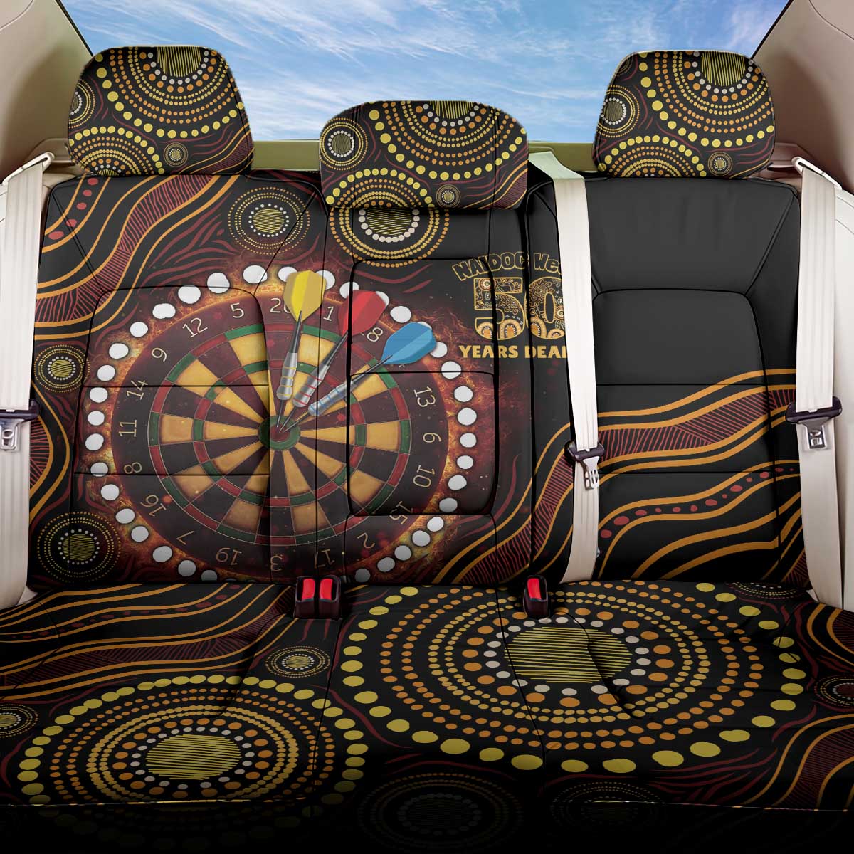First Nations NAIDOC Week 2026 Fiery Darts Back Car Seat Cover Aboriginal Arts