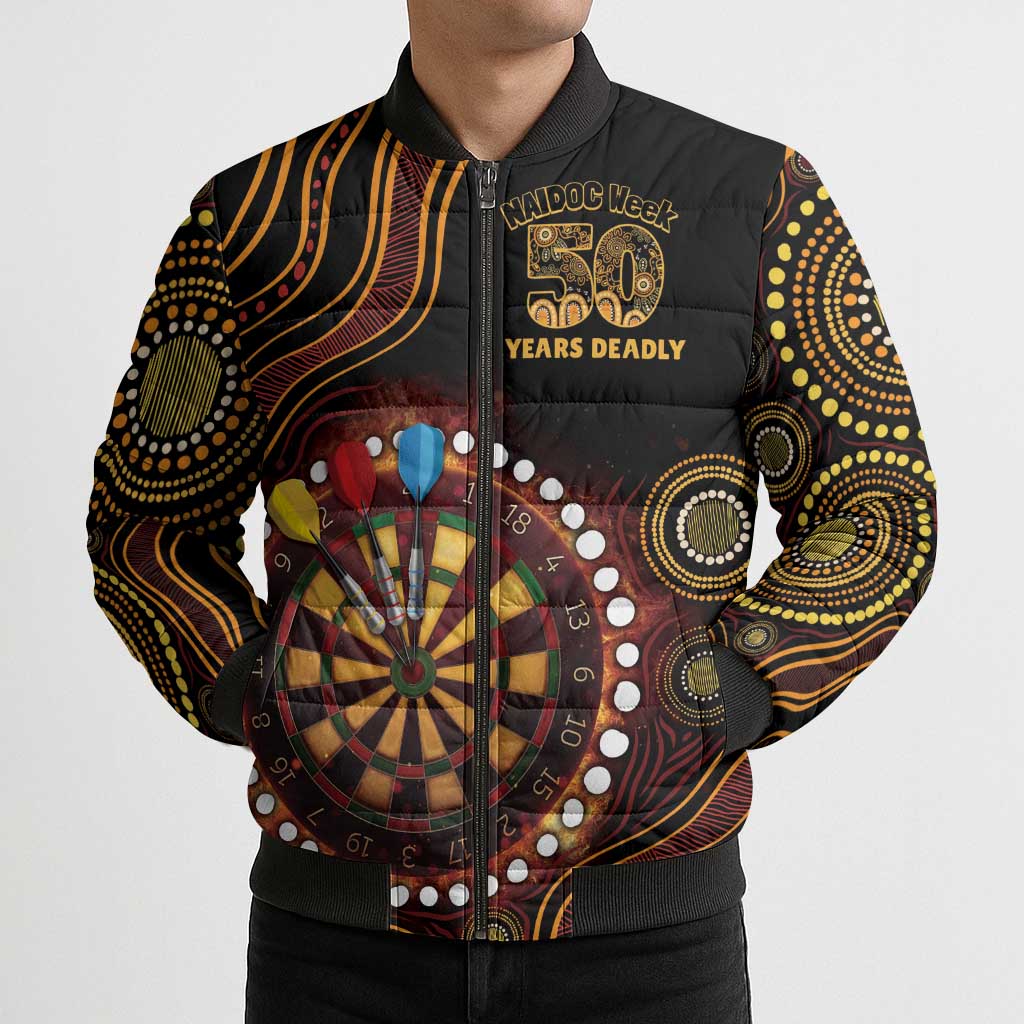 First Nations NAIDOC Week 2026 Fiery Darts Bomber Puffer Jacket Aboriginal Arts