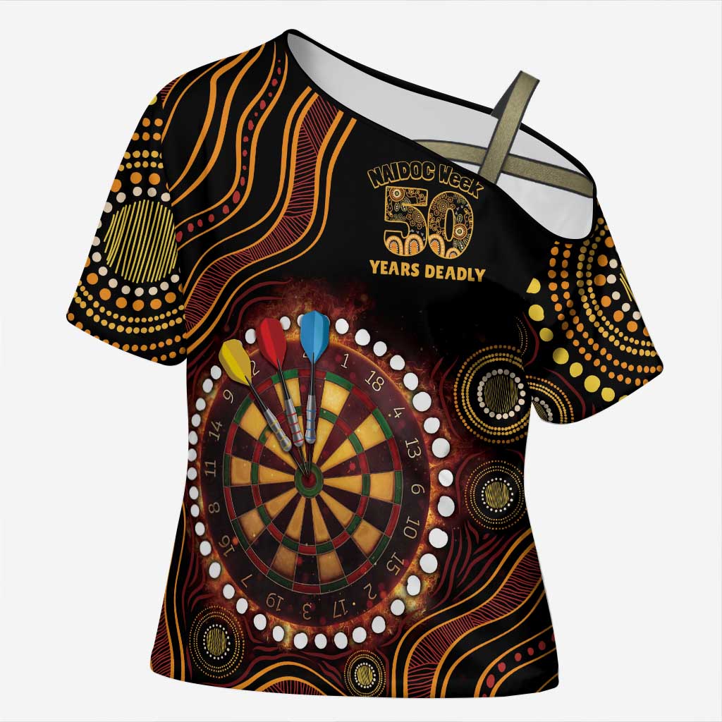 First Nations NAIDOC Week 2026 Fiery Darts Cross Shoulder Shirt Aboriginal Arts