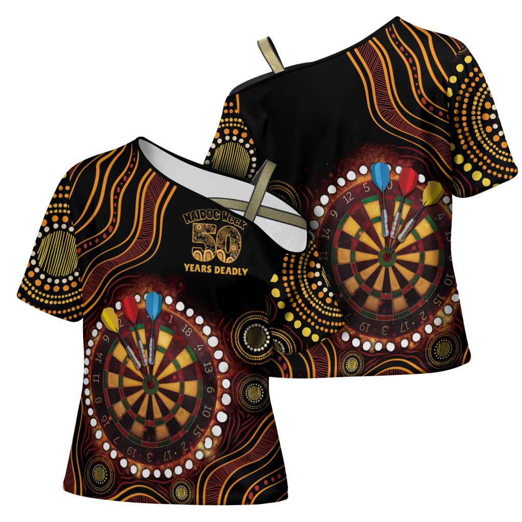 First Nations NAIDOC Week 2026 Fiery Darts Cross Shoulder Shirt Aboriginal Arts