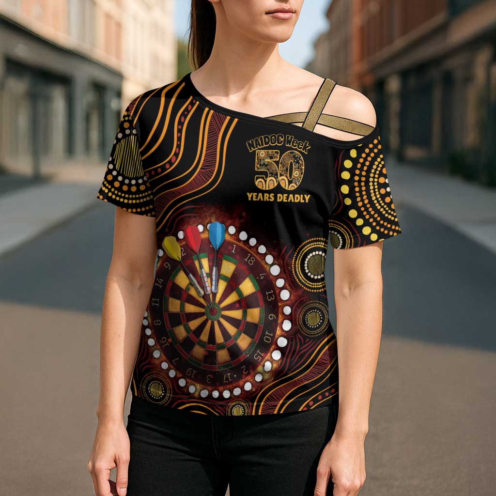 First Nations NAIDOC Week 2026 Fiery Darts Cross Shoulder Shirt Aboriginal Arts