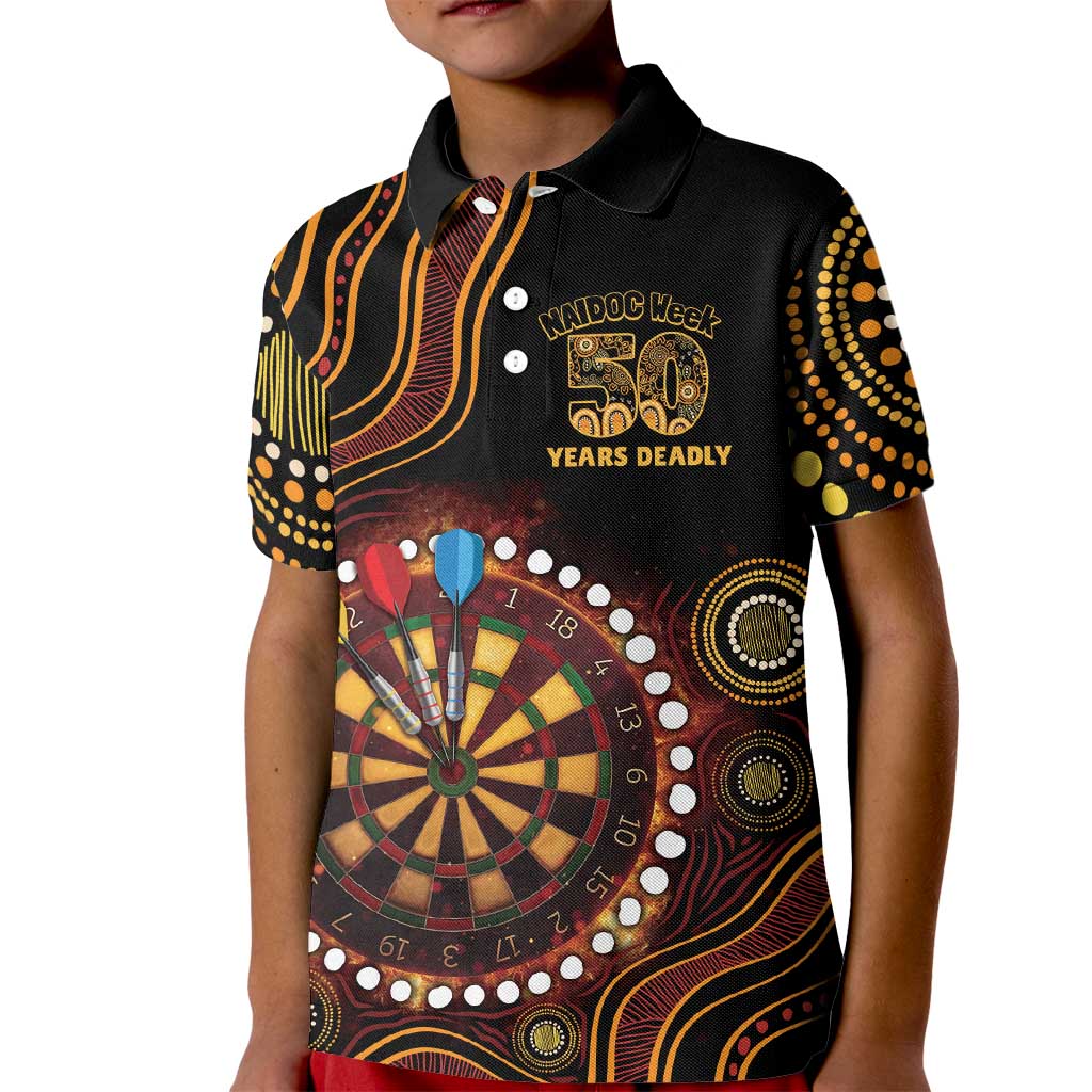 First Nations NAIDOC Week 2026 Fiery Darts Kid Polo Shirt Aboriginal Arts