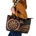 First Nations NAIDOC Week 2026 Fiery Darts Leather Tote Bag Aboriginal Arts