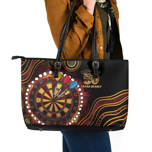 First Nations NAIDOC Week 2026 Fiery Darts Leather Tote Bag Aboriginal Arts