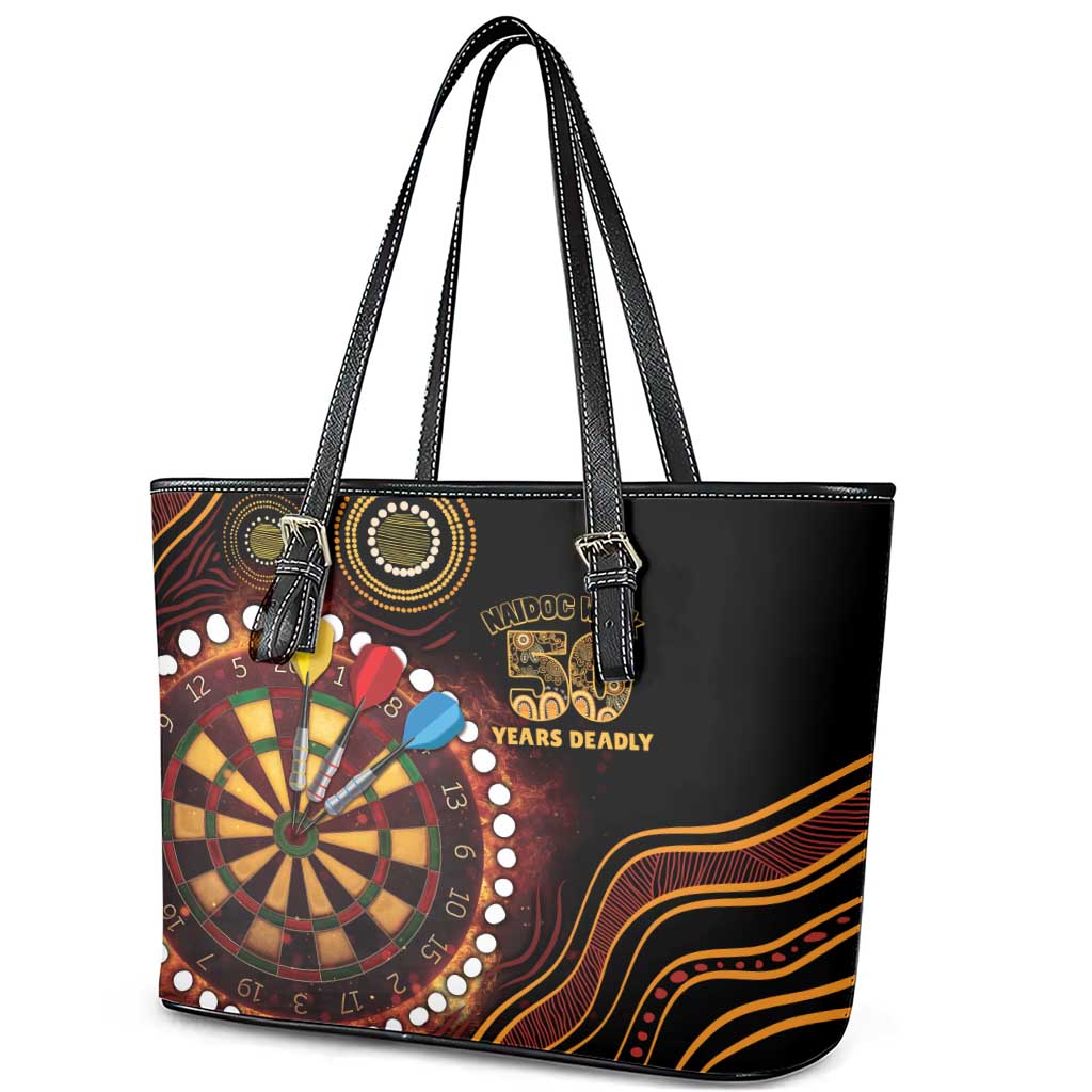 First Nations NAIDOC Week 2026 Fiery Darts Leather Tote Bag Aboriginal Arts