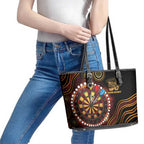 First Nations NAIDOC Week 2026 Fiery Darts Leather Tote Bag Aboriginal Arts