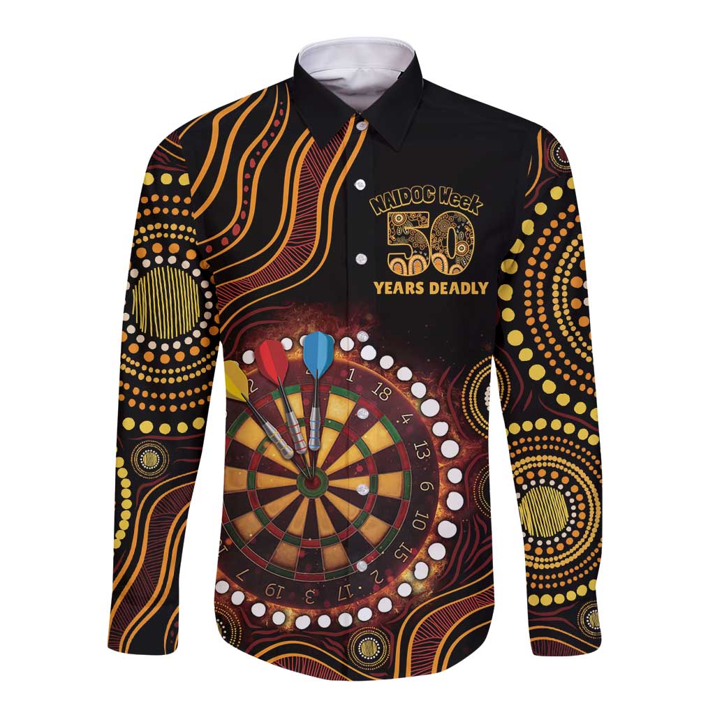 First Nations NAIDOC Week 2026 Fiery Darts Long Sleeve Button Shirt Aboriginal Arts
