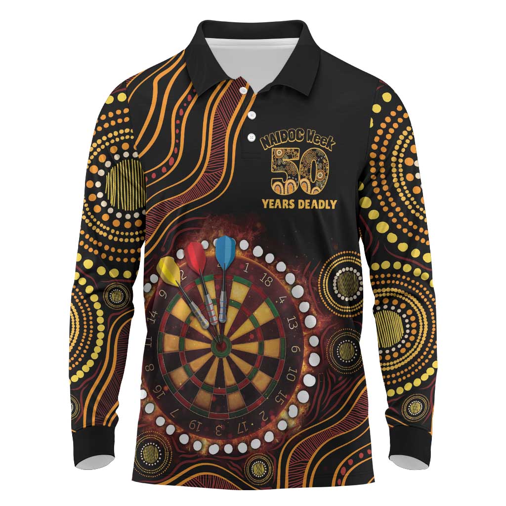 First Nations NAIDOC Week 2026 Fiery Darts Long Sleeve Polo Shirt Aboriginal Arts
