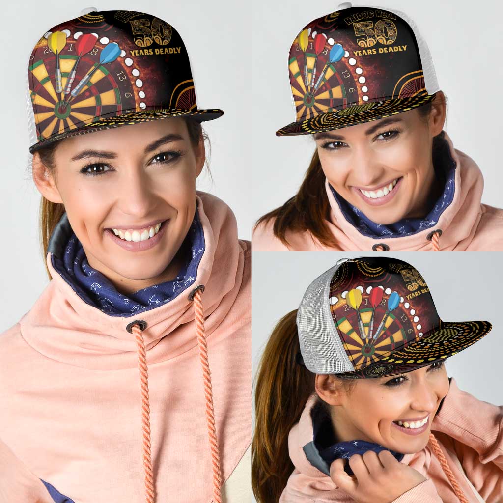 First Nations NAIDOC Week 2026 Fiery Darts Mesh Trucker Cap Aboriginal Arts