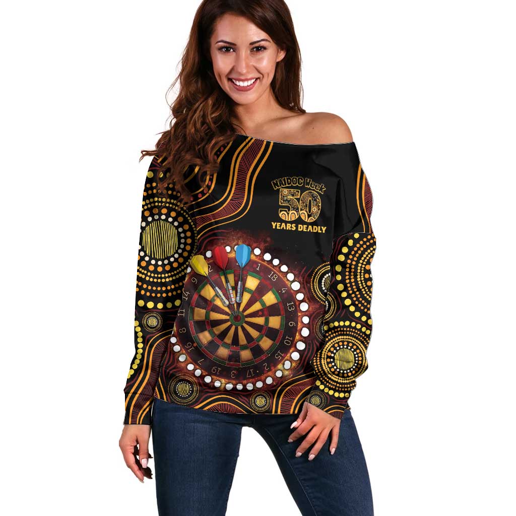 First Nations NAIDOC Week 2026 Fiery Darts Off Shoulder Sweater Aboriginal Arts
